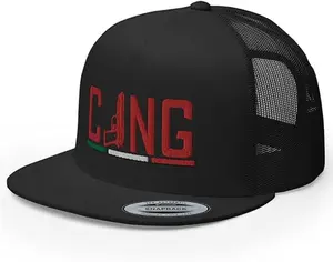 CJNG Red Embroidery Flat Bill Trucker Hat High Crown Adjustable Belico Jalisco Cartel Cap