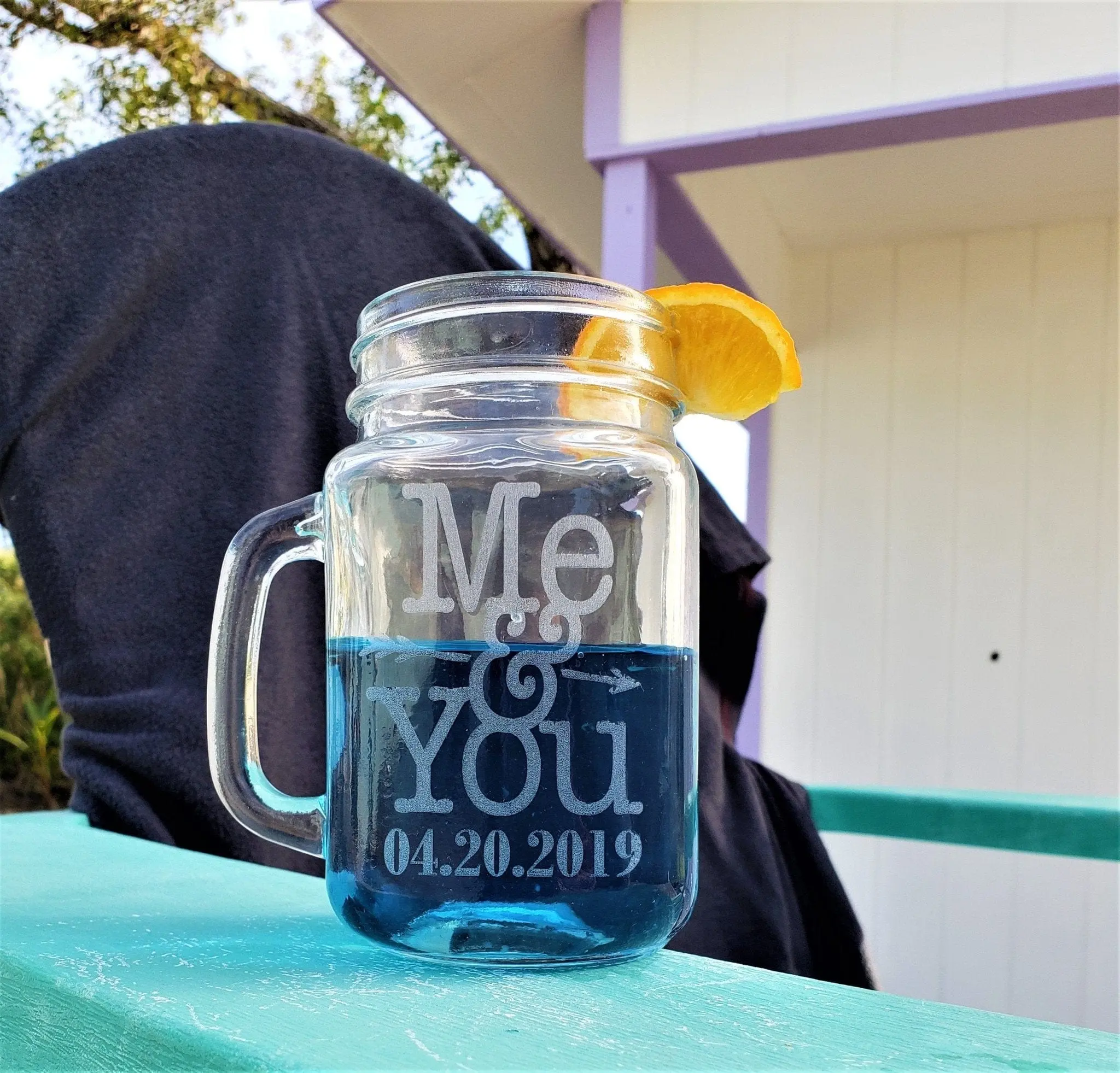 Me & You Personalized Set of 2 Wedding Anniversary Valentines Day Mason Jar Mug Custom His Her Couples Gift Engagement Bridal Shower Favor