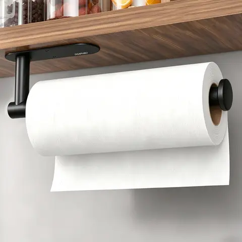 DGAPHRO Paper Towel Holder,Self Adhesive or Drilling Paper Towel Holders Under Cabinet,SUS304 Stainless Steel, Space-Saving, Easy Installation for Kitchen, RV & Bathroom-13" Towel Rack for Rolls, Plastic Wrap & More.