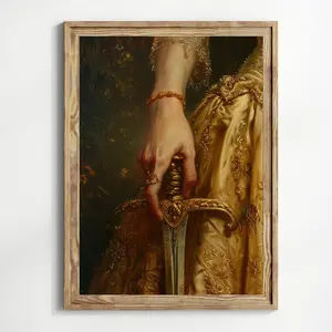 Victorian Art altered Print moody Painting, Dagger Print, victorian decor wall art, dark moody antique art Print, lace, UNFRAMED