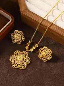 Women's Elegant Sunflower Design Jewelry Set, Fashionable Jewelry Set, Fashion Pendant Necklace & Dangle Earrings, Trendy All-match & Exquisite Jewelry Set for Birthday Gift
