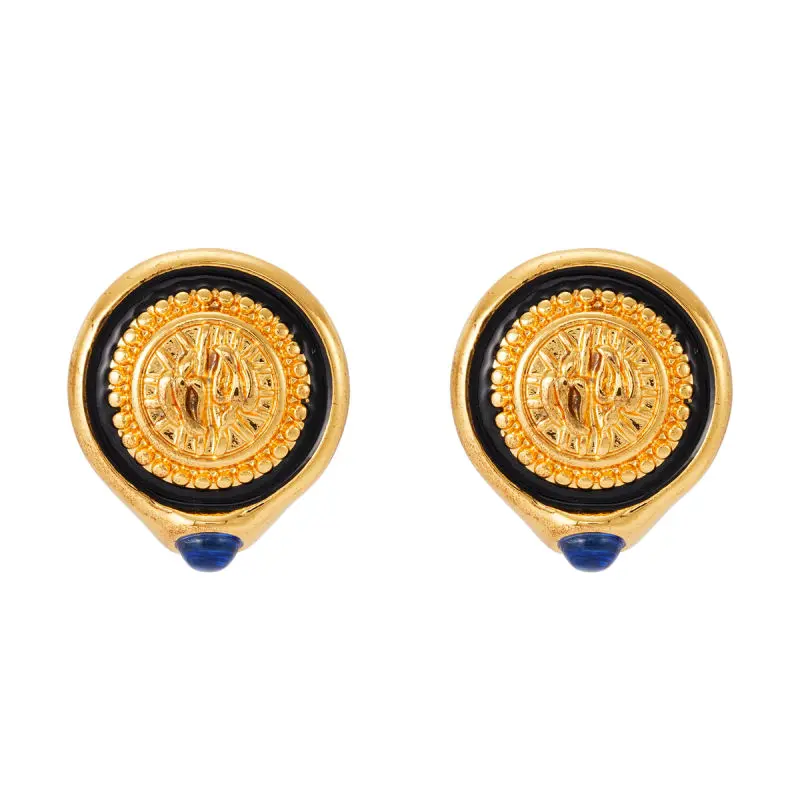 Vintage Egyptian Sun God Ra Inspired Gold-Tone Earrings MJT000270