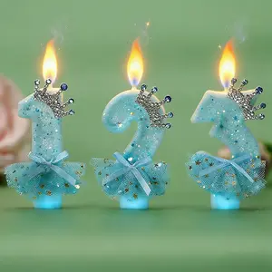 1pc crown-shaped number birthday candle cake decorator, perfect for celebrations and parties, sparkly birthday and anniversary party decoration, DIY holiday girl candle, birthday candle.