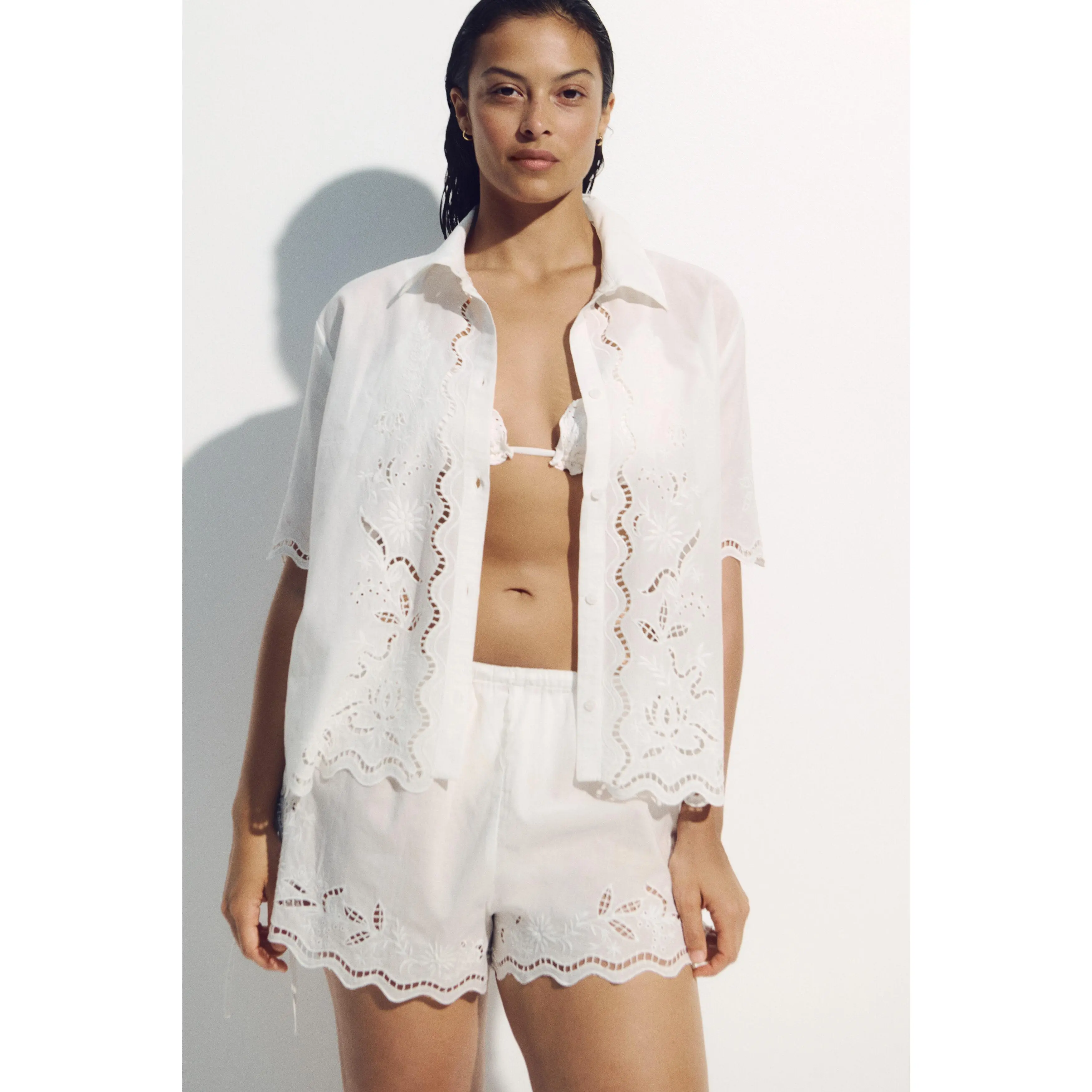 H&M Broderie anglaise cotton beach shorts