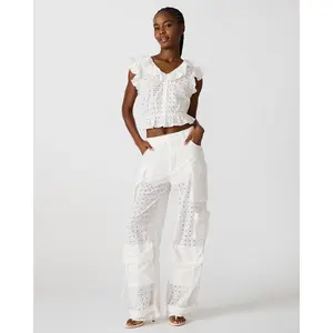 Steve Madden DUO PANT WHITE EYELET