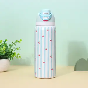 Owala FreeSip Insulated Water Bottle 32oz – Cherry Stripe Limited Edition | Brand New in Box | Leak-Proof, Built-In Straw, Stainless Steel | Cute Cottagecore Aesthetic Tumbler for School, Gym & Travel