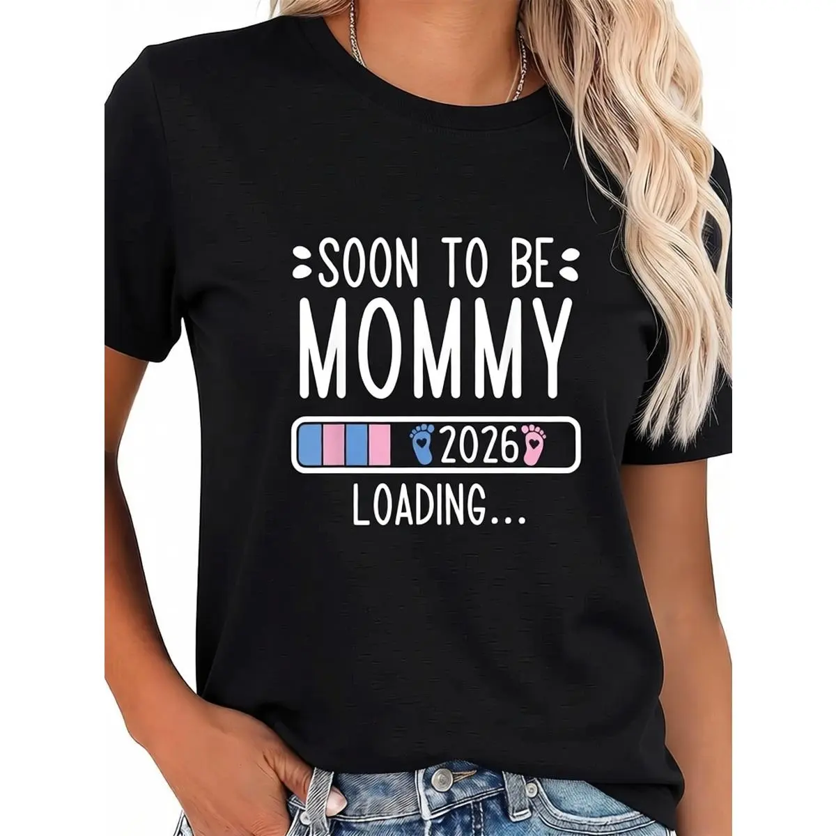 Men's 100% Cotton 2026 Loading Soon-to-Be Mommy Pregnancy Announcement Graphic Tshirt - Casual Shortsleeve Round Neck Clothes, Beach Streetwear Unisex Casual Top