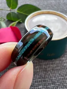 Tungsten Carbide Ring Titanium Steel Ring Three Groove Dripping Glue Trendy Jewelry Stackable Rings Birthday Gift, Casual Style, All Seasons