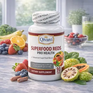 Qivaro Superfood Reds Pro Health | Fruit Blend with Cranberry, Blueberry, Pomegranate, Acai & Goji Berry Extracts | Vegan Vegetable Capsules | 90 Capsules