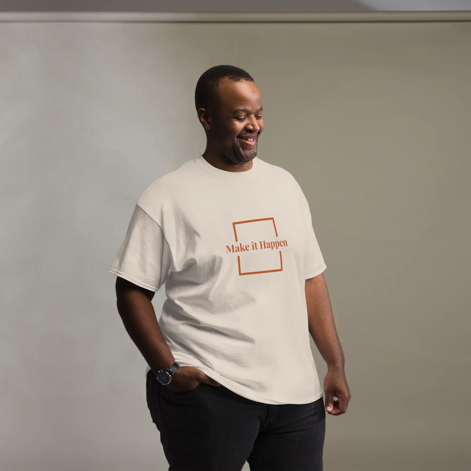 Unisex Casual Cotton Graphic "Make It Happen" T-Shirt