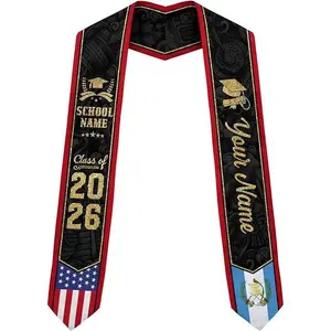 Personalized Guatemalan American Flag Graduation Sash, Guatemalan Graduation Stole class of 2026