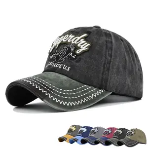 Superday 3D Patch Embroidery Baseball Cap Retro Washed Duckbill Hat Outdoor Sun Visor Casual Fashion Cap