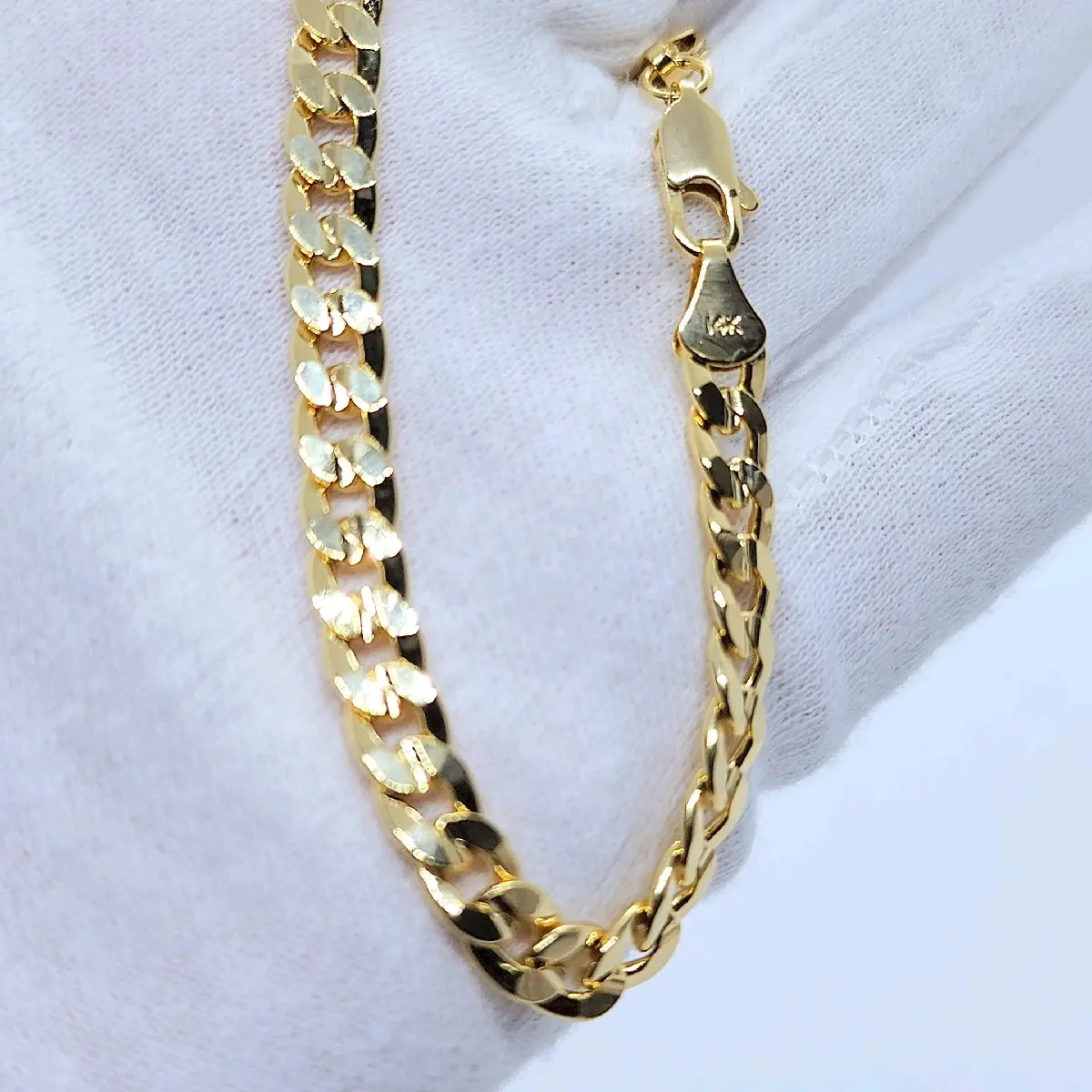 "Radiant Elegance: 14k Gold-Plated Bracelet, 8 Inches Long, 6mm 5mm 4mm Thick"