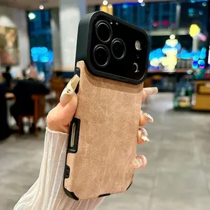 Luxury Suede Fur Leather Phone Case For iPhone 17Air 17 16 15 14 13 12 11 Pro Max Plus 17 Air Full Lens Protection Bumper Soft Cover