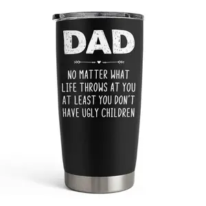 Funny Dad Ugly Children 20oz Tumbler with Lid, Stainless Steel Insulated Vacuum Flask, Coffee Thermal Cup, Husband Men Gift on Christmas Xmas