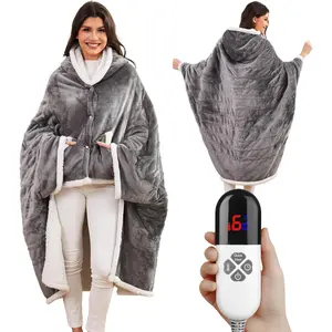 Heated Shawl Wraps for Women, Wearable Heated Throw Blanket, Electric Heated Wrap Poncho with Pockets,6 Heating Levels 4 Hours Auto-Off, Overheat Protection Machine Washable, 50"x64", Grey