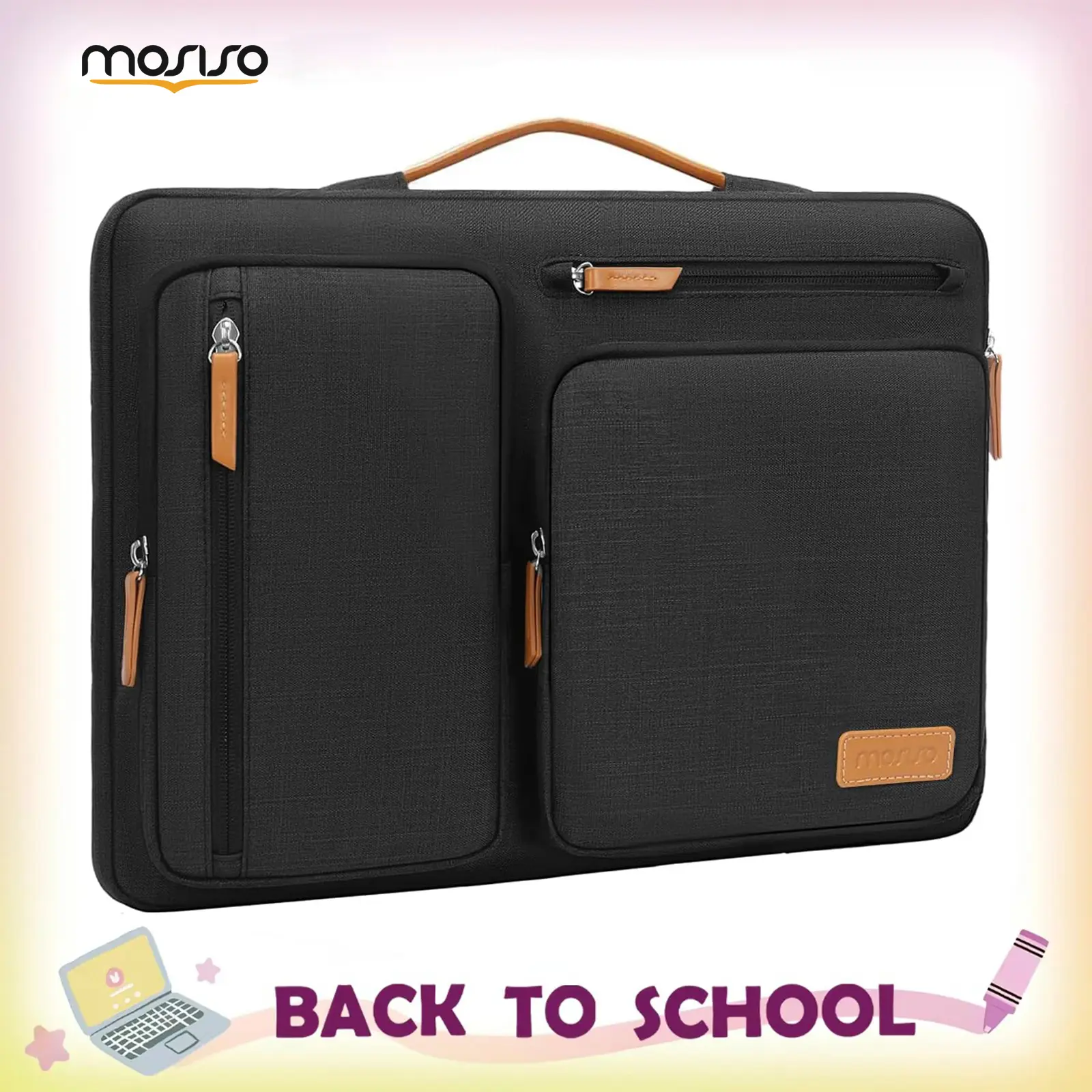 【Limited-Time Sale】MOSISO 11 Inch Tablet Sleeve Case for iPad Air / Pro / Galaxy Tab, 9–11 Inch Universal Tablet Carrying Bag with 4 Zipper Pockets & Handle, Black Cover