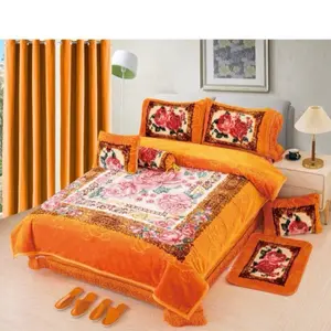 12-Piece Floral Orange Blanket Set with Matching Pillowcases and Rug for Cozy Home Decor