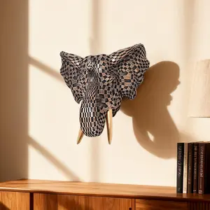 Elegant elephant head wall-mounted - Simple country style wall resin animal head sculpture, an ideal choice for living room, KTV and fireplace atmosphere decoration, home decoration