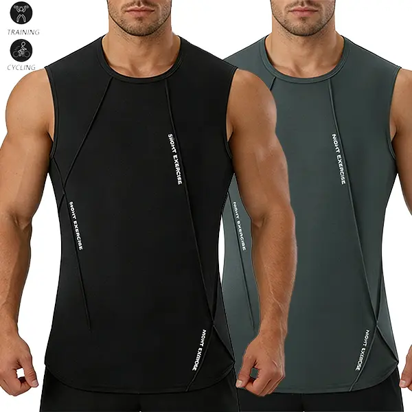 2-Pack Men's Casual Breathable Quick-Drying Short Sleeveless T-Shirts