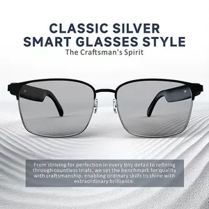 Classic Silver Gold Smart Glasses for Women & Men Bluetooth Photochromic Lenses Built-in Mic Speakers Anti-Blue Light Hands-Free Voice Control Indoor Outdoor
