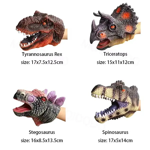 Hand Puppets Dinosaur head Model Toy T-Rex Dino Jurass Shark Tiger Park Dolls Dinosaur Worlds Soft Rubbe Only Toy for Kids Boys