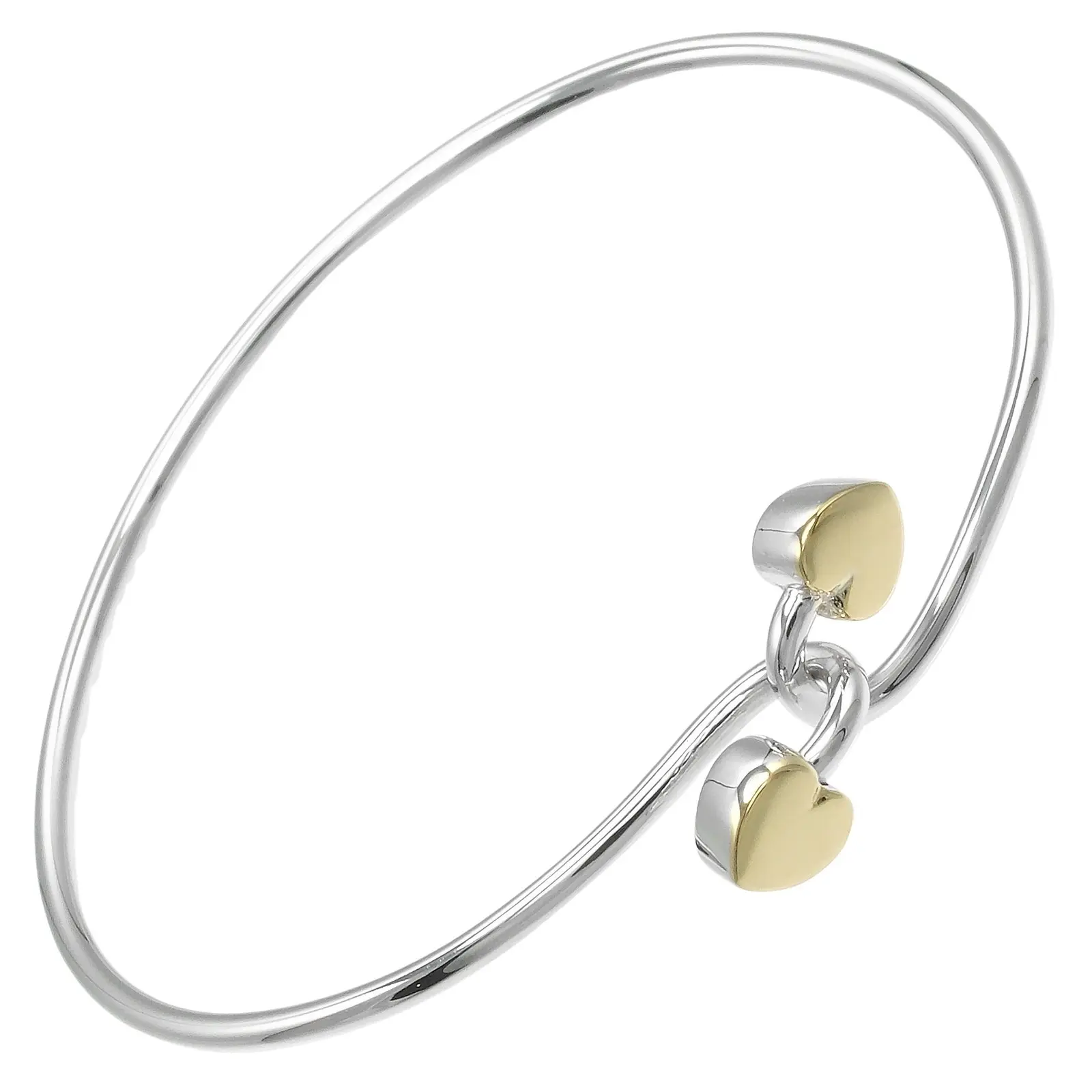 Pre-owned Tiffany & Co. Sterling Silver 925 (Ag925) Small Leather Goods Double Heart Silver 925 Au750 Bracelet