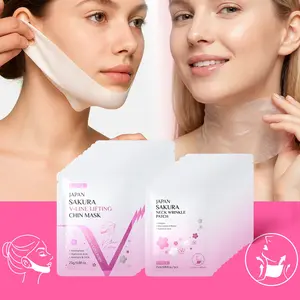 Laikou Sakura V Face Lifting Mask Patches & Neck Wrinkle Patch,  Facial Masks, Enhance Skin Elasticity, Hydrating & Firming, Gentle For All Skin Types