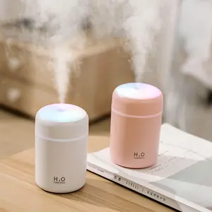 Portable USB Mini Humidifier with Colorful Night Light, 300ml Cool Mist for Bedroom, Office Desk & Car, Quiet Personal Humidifier