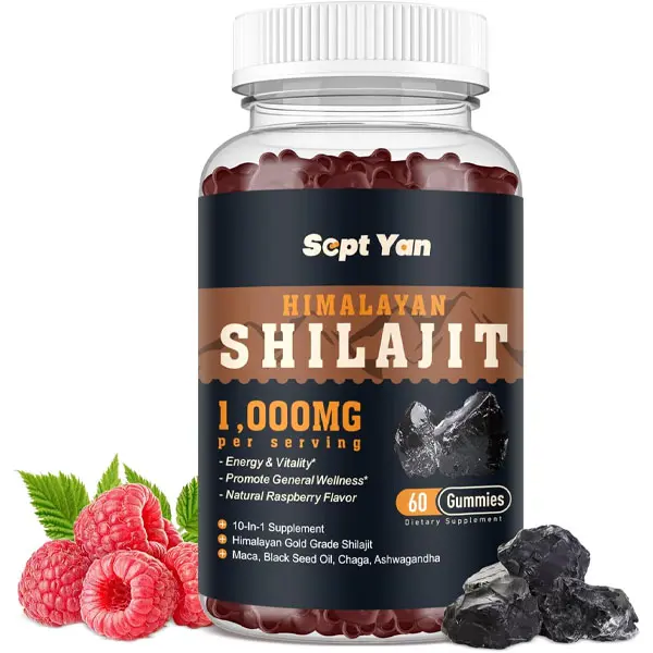 HOT !!! Shilajit Gummies 1000mg - Shilajit Pure Himalayan Organic for Men & Women 85+ Trace Minerals Shilajit Resin with Ashwagandha, Maca, Black Seed Oil - Energy, Brain, Immunity, Sugar Free Raspberry 60ct