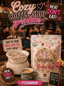 Cozy Coffee Shop Pink Zebra Sprinkles Fragrance Wax Melts - 1-3.75 oz Bag, Room Aroma Scent Freshener for Home Decor