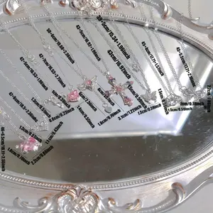 A Set of 9 Light Luxury Y2K Style Necklaces Featuring Heart, Star, Butterfly, Water Drop, And Cross Geometric Pendants Made of Synthetic Zirconia, Suitable for Everyday Parties And Events, As Well As Gifts for Valentine'S Day And Anniversaries, with Styl