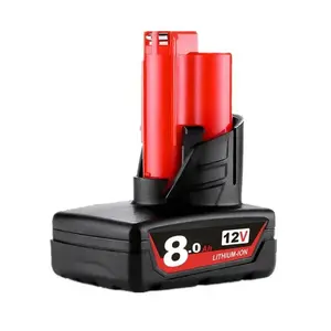 12V 8.0Ah Li-ion Replacement Battery Compatible with Milwaukee 48-11-2402 48-11-2411 48-11-2430 48-11-2450 48-59-2440 Cordless Tools