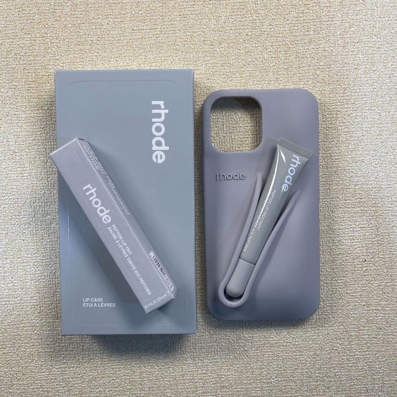 Rhode Lip Gloss Silicone Case for Apple iPhone 11-17 Series - Shockproof Anti-Scratch Fashionable Protection in Pink Yellow Red Green Blue Black Silver-Gray Orange