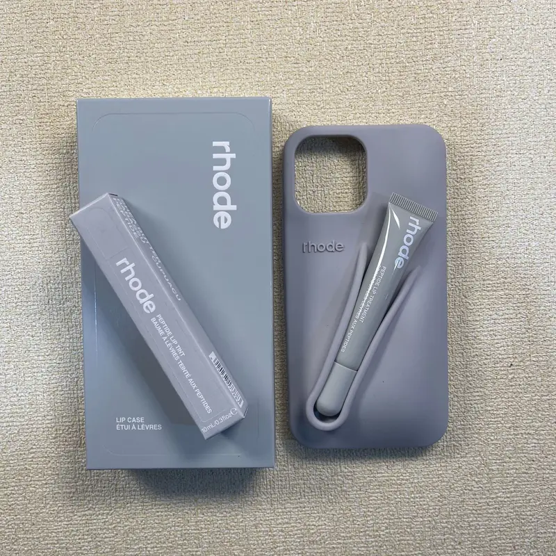 Rhode Lip Gloss Silicone Case for Apple iPhone 11-17 Series - Shockproof Anti-Scratch Fashionable Protection in Pink Yellow Red Green Blue Black Silver-Gray Orange