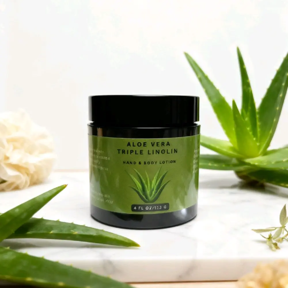 Aloe Vera Triple Lanolin Face & Body Lotion for Moisturizing Hydrating Skin Care 4 FL OZ 113 G Moisture Cosmetic Moisturizer Daily Moisturize sun protection, Body Care, Natural Cream, Body Cream, All