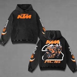 Retro KTM RC16 Washed Hoodie Vintage Motorcycle, GP of The Americas Sportbike Graphic Merch, Acid Washed Streetwear Clothing, Unisex Dirt Bike Racing Hoodie, Vintage Motorsport Hoodie, Speed Culture Men's Wear for Biker