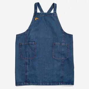 Croissant Apron - Denim Material with Pockets and Croissant Logo