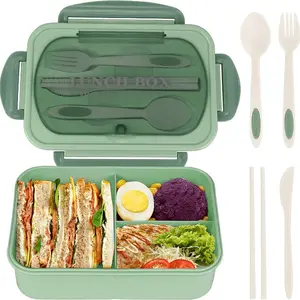 【Tiktok Top Seller】 Adult lunch 1200ml lunch container, Eat LeakProof Lunch Box with Utensils, BPA Free,3 Compartment Bento Box Microwave Safe bentgo Tableware Khaki for Kids winter gift eat box Blue