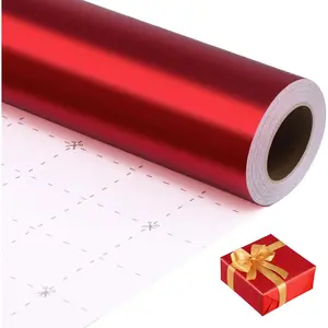 Red Wrapping Paper Roll 17 In X 33 Ft Solid Matte Red Metallic Wrapping Paper for Mother's Day Anniversaries Wedding Birthday Holiday DIY Bouquet