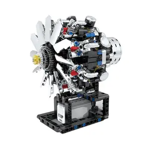 Aircraft engine model, Aviation turbofan engine model, Fighter rocket turbojet engine, Electric, 496-1786 pieces, Assembly building block kit, Suitable for children, adults, military fans, gifts