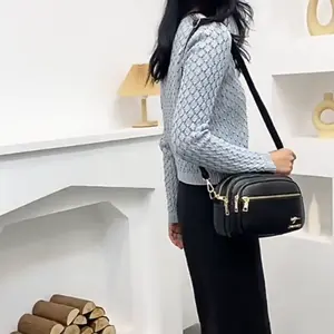 Multi-Zipper Crossbody Shoulder Bag for Women, Adjustable Strap Everyday Purse, Compact Organizer for Travel & Errands