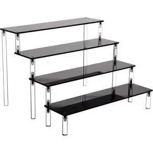 Stands for Display,4 Tier Black Cupcakes Perfumes Figurines Display Stand Risers Shelf for Decoration and Organizer