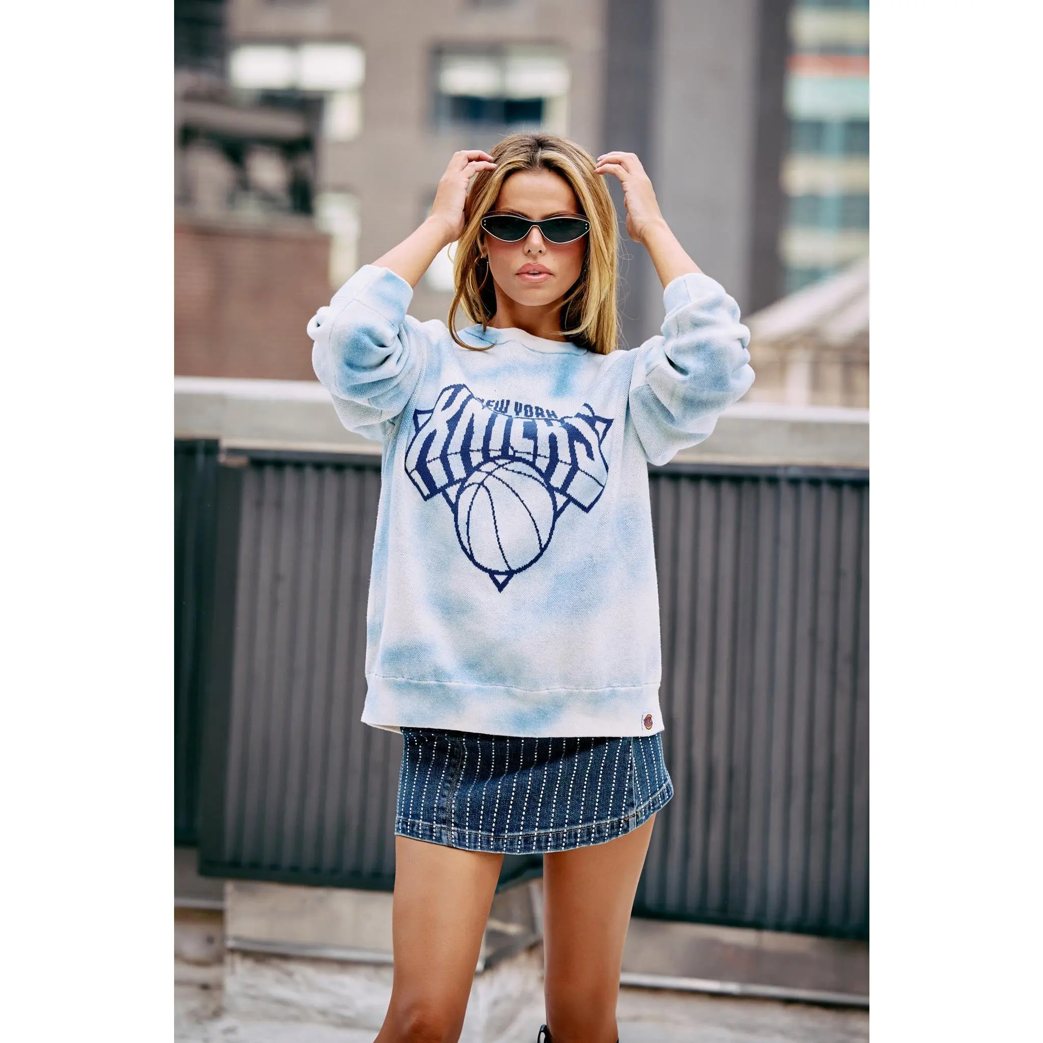 Unisex NY Knicks Sweater in Blue Tie Dye