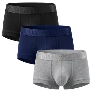 SEOBEAN 3 Pack/1 Pack Men’s Soft Cotton Stretch Boxer Briefs, Comfortable Short Trunks Underwear with Contoured Pouch and Wide Elastic Logo Waistband-220208