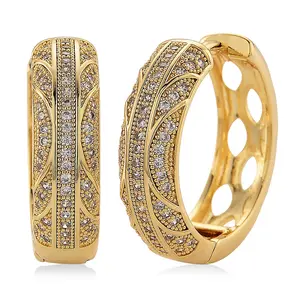 Cubic Zirconia Hoop Earrings in Goldtone