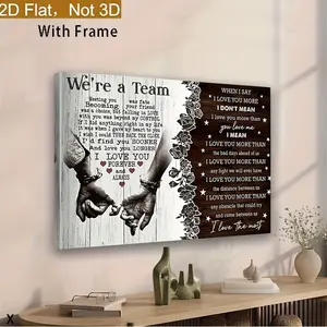 2D Flat Photo Frame, 1 Pair Canvas Painting Wedding Vows, Anniversary or Birthday Gift Romantic Wooden Frame Poster Home Bedroom Living Room Decoration, Romantic Gift for Him and Her, Warm Text Art, 2D Flat