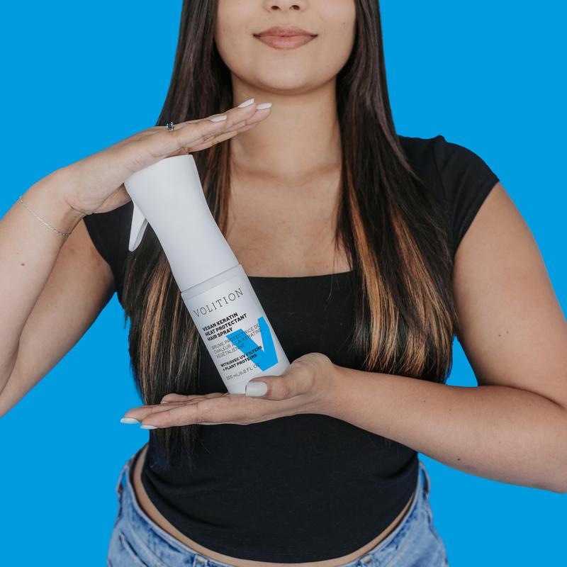 Vegan Keratin Heat Protectant Hair Spray with UV Filters + Plant Proteins