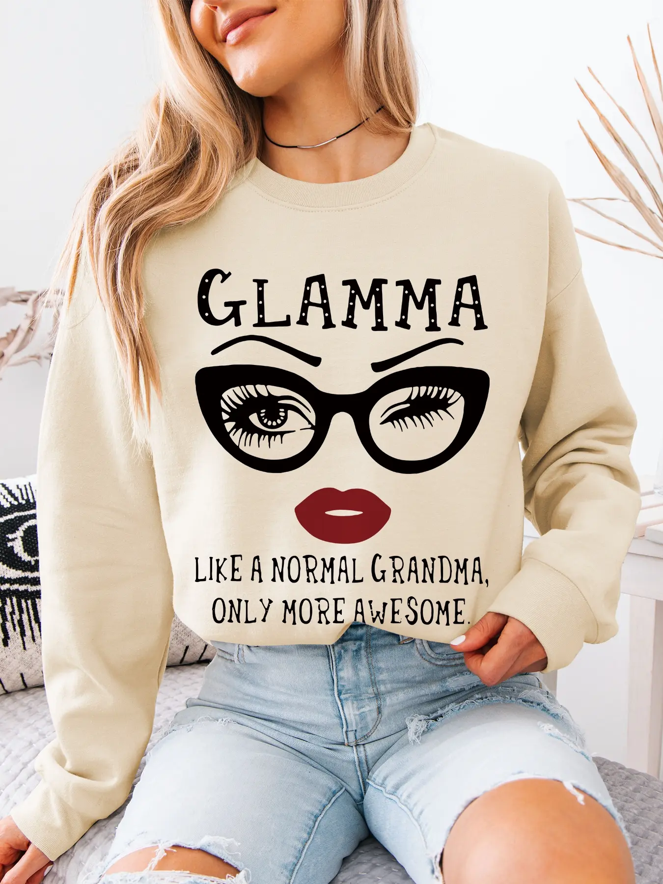 Autumn Winter Women's New Minimalist Pullover Sweatshirt, Womenswear, Lady, Casual Relaxed Fit with Polka Dots and Curves, Long Sleeve Round Neck Top