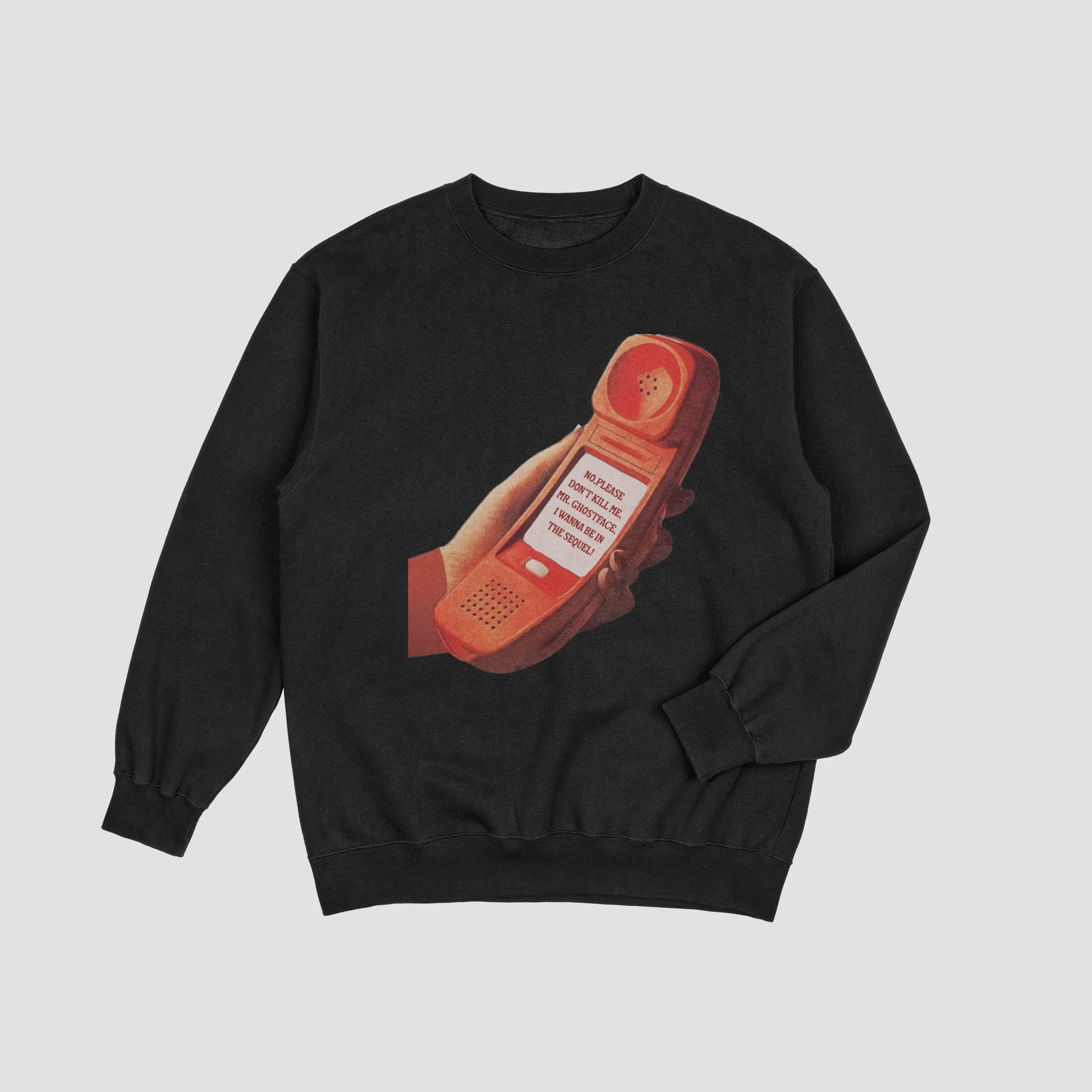 Scream Mr. Ghostface Box Fit T-shirt/Crewneck Sweater Autumn Medium Long Sleeve Fitted Unisex Casual Classic Tee 100% Combed Cotton Jersey Retail Fit True to Size